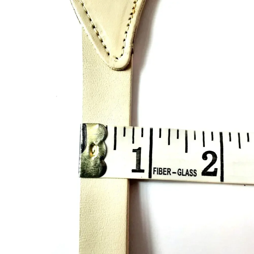 Womens Vintage Skinny Beige Teardrop Buckle Leather Belt Size Medium